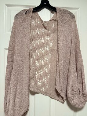 Anthropologie Open-Front Knit Cardigan in Dusty Mauve